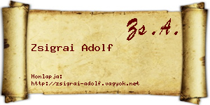Zsigrai Adolf névjegykártya